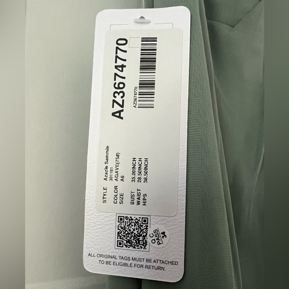 NWT Azazie AGAVE Sammie Bridesmaid Dress - Picture 2 of 3